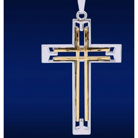 Double hollow-out stainless steel Cross - leather necklaceNecklaces