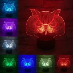 3D Eule - LED Nachtlampe - USB - Touch Control / Fernbedienung