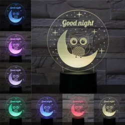 3D Eule - LED Nachtlampe - USB - Touch Control / Fernbedienung