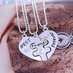 3Pcs Beste Freunde für immer Halskette Set - Herz
