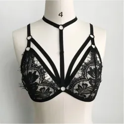 Floral Lace Bralette - Schwarz/Weiß