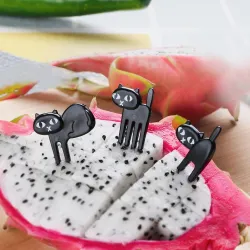 Schwarze Katzenfruchtgabel - 6pcs/pack