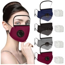 Mund / Gesichtsschutzmaske - abnehmbarer Kunststoff-Augenschirm - Luftventil - 2,5PM Filter - wiederverwendbar