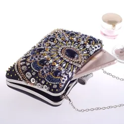 Diamant Kristall Geldbörse - mit Kette - Damen - Abendtaschen
