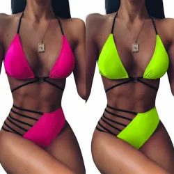 Hot Bikini Set - Badeanzug - pink - neongrün