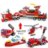 Fire Truck - Auto - Hubschrauber - Boot - 4 in 1 Bausteine Set - 348pcs - Kinder - Spielzeug