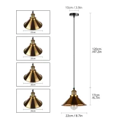 Vintage Wandleuchte - lange Hängelampe - gold - schwarz