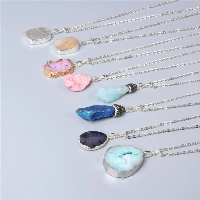 Edelstein Anhänger - Metallkette - unisex