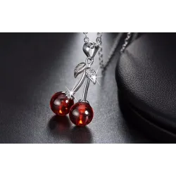 Double cherry - necklace - ring - earrings - bracelet - 925 sterling silverNecklaces