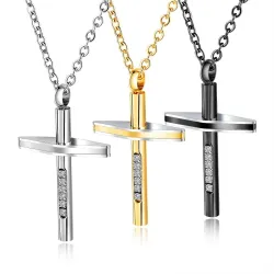 Kreuz christliche Halsketten - gold - silber - schwarz