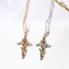 Cross with leaves pendant - necklace - womenNecklaces