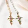 Cross with leaves pendant - necklace - womenNecklaces