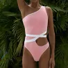 One shoulder padded - swimsuit - women - blue - pink - whiteSwimming
