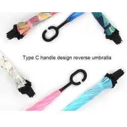 Anti UV Inverted Umbrella Reverse Night Snow Windproof Folding Sunny and Rainy Men and Women Double