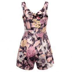 Womens Summer Print Jumpsuit Shorts Casual Loose Short Sleeve V-neck Beach Rompers Sleeveless Bodyc