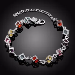 Mehrfarbige Würfel Armband - 925 Sterling Silber