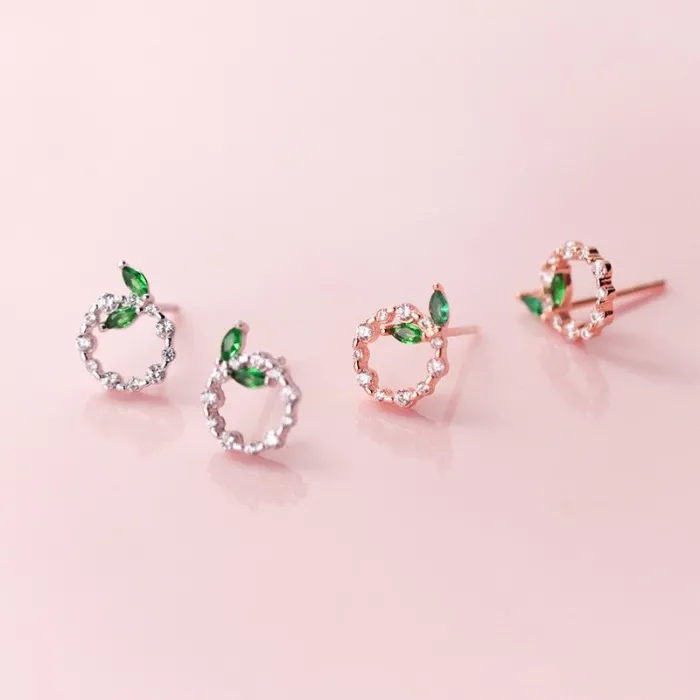 Kleine Kreise & Blätter - Roségold / Silber Ohrringe - 925 Sterling Silber