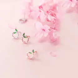 Small circles & leaves - rose gold / silver stud earrings - 925 sterling silverEarrings