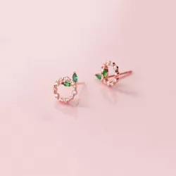 Kleine Kreise & Blätter - Roségold / Silber Ohrringe - 925 Sterling Silber
