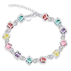 Mehrfarbige Würfel Armband - 925 Sterling Silber