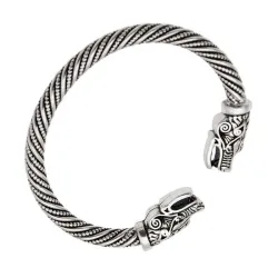 Vintage Viking Armband mit Wolfskopf - Silber - Gold