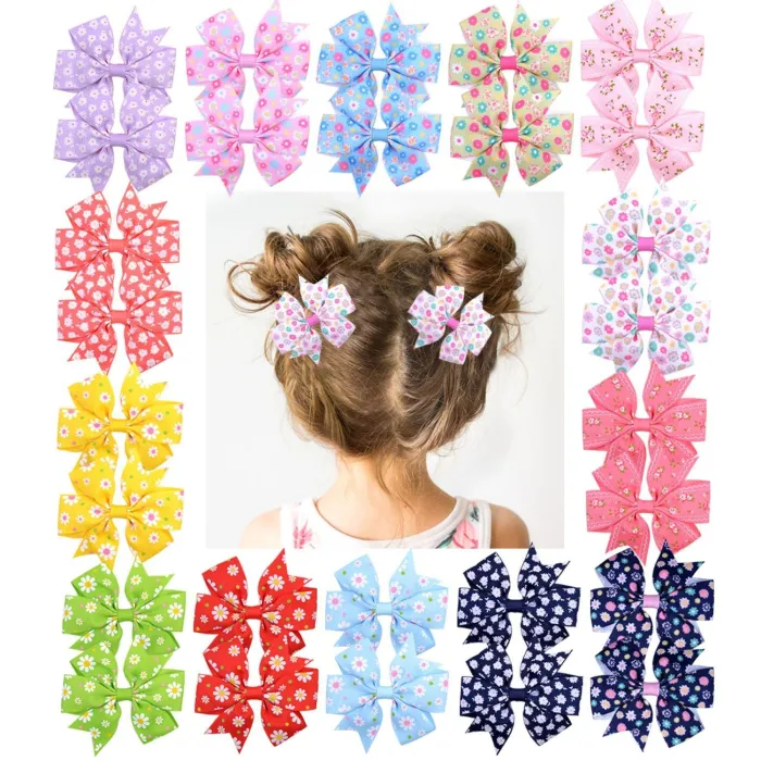 1Piece - Ribbon Haarbögen mit Clip - Baby Girls - Blume