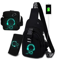 Leuchtende Brust / Schultertasche - Rucksack - USB Ladeanschluss