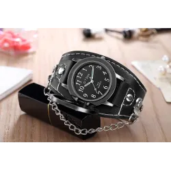 Totenkopf Design - Quarzuhr - Lederarmband - unisex