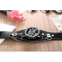Totenkopf Design - Quarzuhr - Lederarmband - unisex