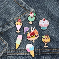 Eis - Kuchen - Cartoon - Emaille Pin - Brosche