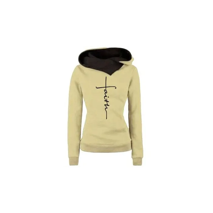 Autumn - Winter - Hoodies - Sweatshirts - Women - Faith Embroidered PrintHoodies & Jumpers