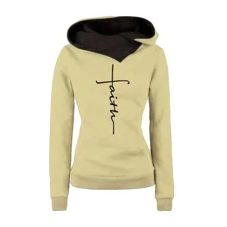 Autumn - Winter - Hoodies - Sweatshirts - Women - Faith Embroidered PrintHoodies & Jumpers