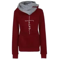 Autumn - Winter - Hoodies - Sweatshirts - Women - Faith Embroidered PrintHoodies & Jumpers
