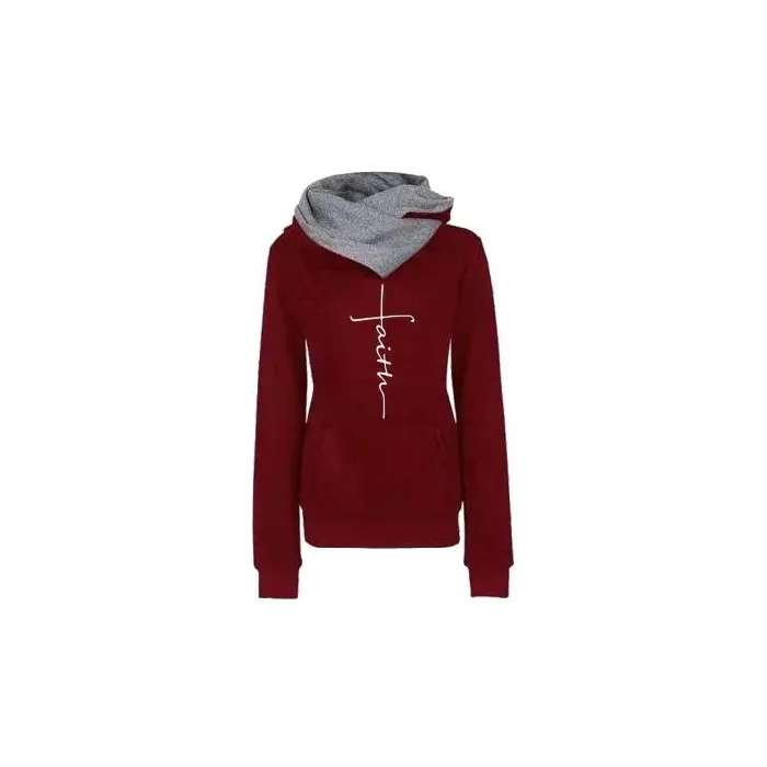 Autumn - Winter - Hoodies - Sweatshirts - Women - Faith Embroidered PrintHoodies & Jumpers