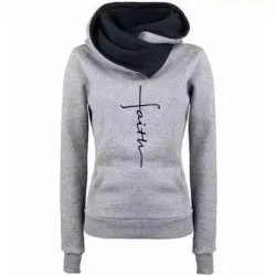 Autumn - Winter - Hoodies - Sweatshirts - Women - Faith Embroidered PrintHoodies & Jumpers