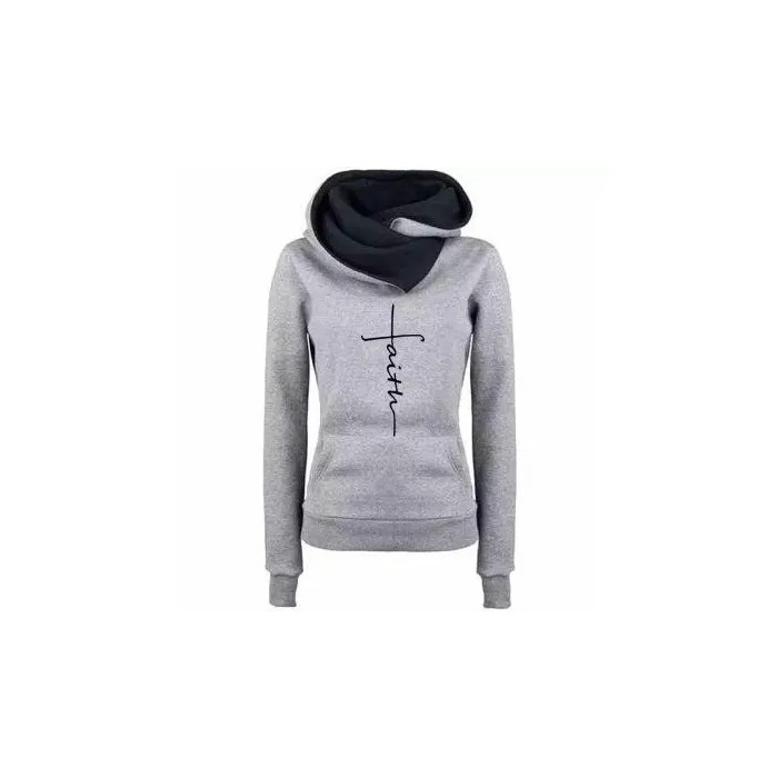Autumn - Winter - Hoodies - Sweatshirts - Women - Faith Embroidered PrintHoodies & Jumpers