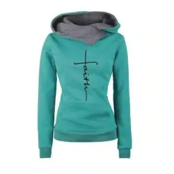 Autumn - Winter - Hoodies - Sweatshirts - Women - Faith Embroidered PrintHoodies & Jumpers