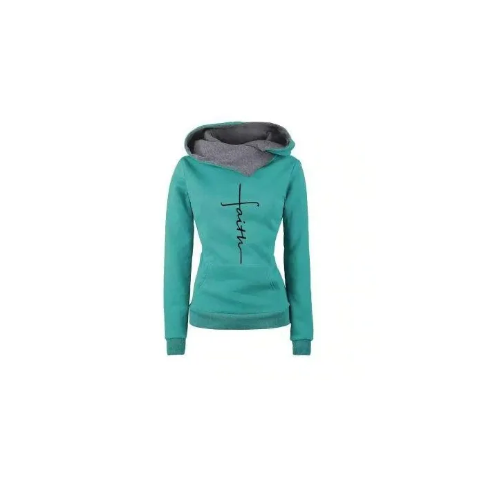 Autumn - Winter - Hoodies - Sweatshirts - Women - Faith Embroidered PrintHoodies & Jumpers