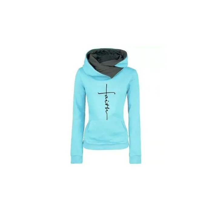 Autumn - Winter - Hoodies - Sweatshirts - Women - Faith Embroidered PrintHoodies & Jumpers