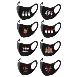 8 pieces - protective face / mouth masks - washable - Christmas printMouth masks