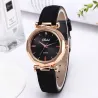 Damen - Leder - Uhr - Luxus - Quarz - Kristall - Armbanduhr