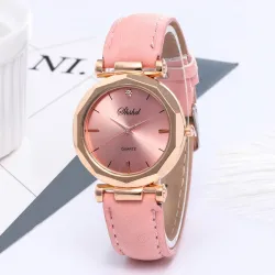 Damen - Leder - Uhr - Luxus - Quarz - Kristall - Armbanduhr