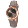Damen - Leder - Uhr - Luxus - Quarz - Kristall - Armbanduhr