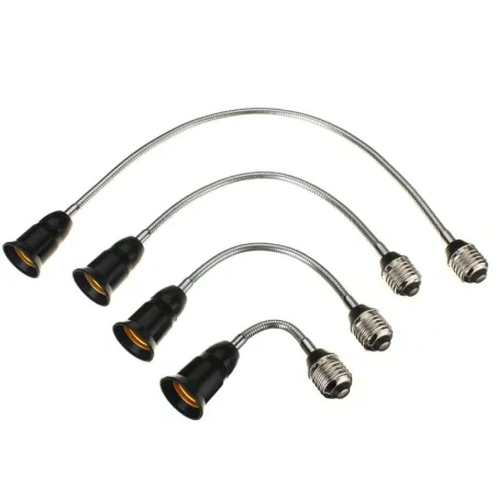 20/30/40/60cm - E27 - Schwarz - Flexibel - Verlängerung - Steckdose - LED Lichtkugel - Basishalter