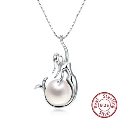 Anhänger mit Meerjungfrau & Perle - Halskette - 925 Sterling Silber
