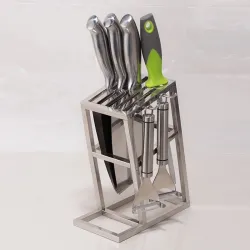 Messerhalterständer - 6 Löcher - Küchenständer aus Edelstahl