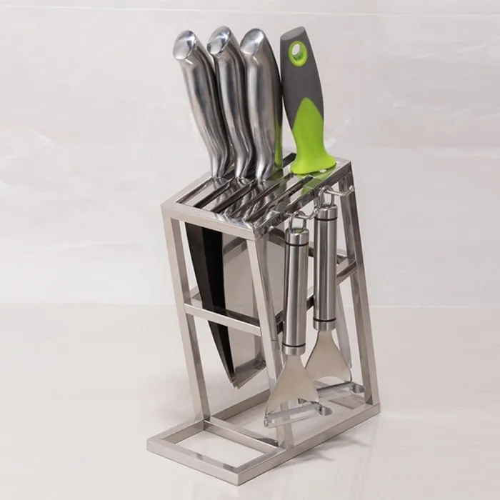 Messerhalterständer - 6 Löcher - Küchenständer aus Edelstahl
