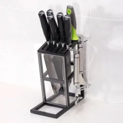 Messerhalterständer - 6 Löcher - Küchenständer aus Edelstahl