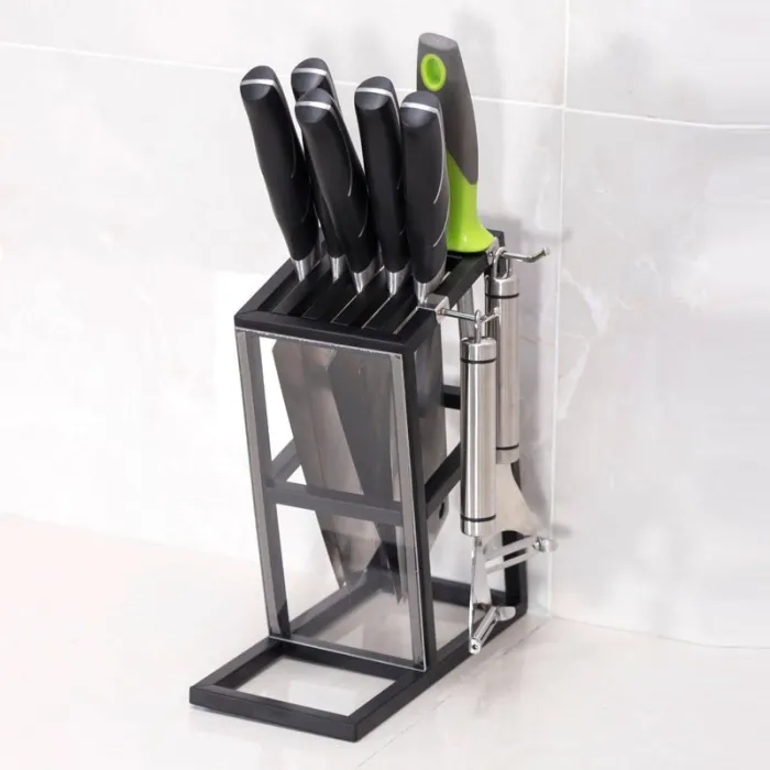 Messerhalterständer - 6 Löcher - Küchenständer aus Edelstahl