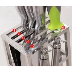 Messerhalterständer - 6 Löcher - Küchenständer aus Edelstahl